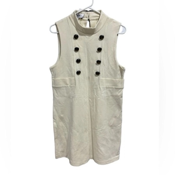 NWT Anthropologie TIBI Button Ivory Cream Dress Mock Neck Sleeveless Button - Picture 1 of 6